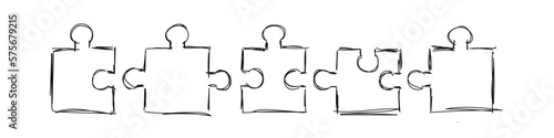 Puzzle Skizze Zeichnung Band Banner Elemente Puzzleelemente Teile Elemente