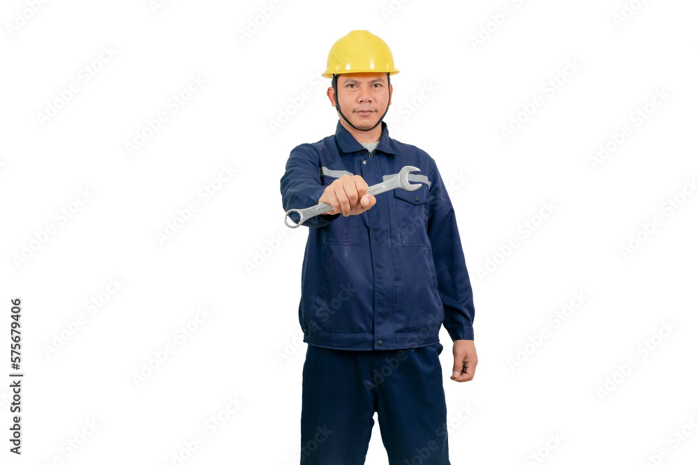 A man wearing a mechanic's work uniform