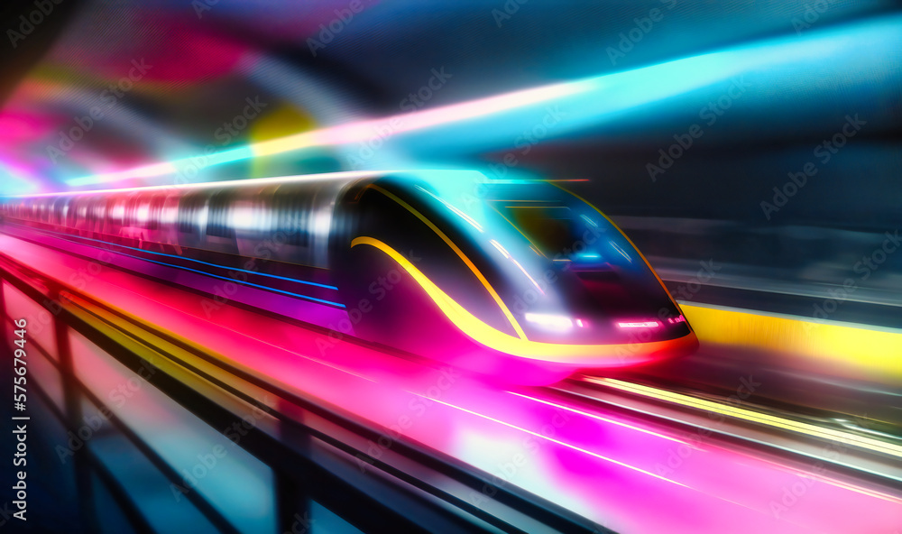 Fototapeta premium Maglev trains shuttle passengers at 400mph, linking cities in record time