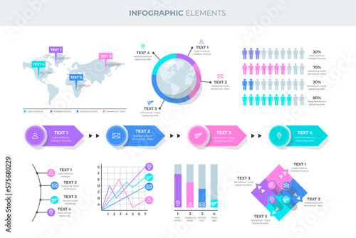 Conjunto de elementos vectoriales infográficos de negocios