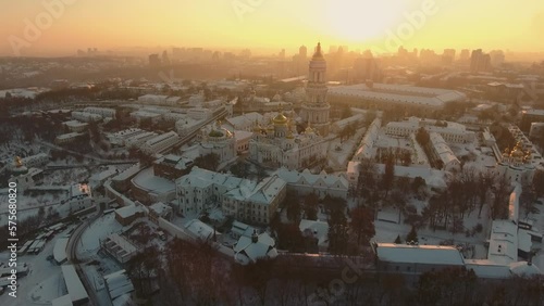 National Kyiv-Pechersk Historical Cultural Preserve. Aerial. Ukraine. Kyiv. Winter