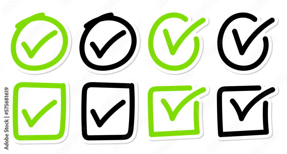 Set of hand drawn Check Mark Set of hand drawn Check Mark