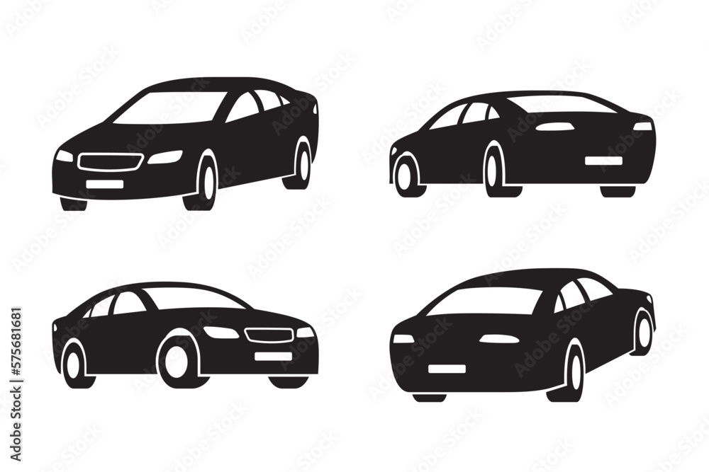 Cars in different perspective – vector illustration