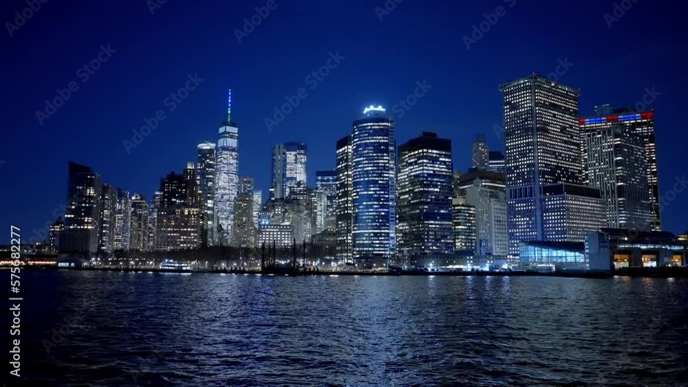 The financial district of Downtown Manhattan at night - travel photography The financial district of Downtown Manhattan at night - travel photography