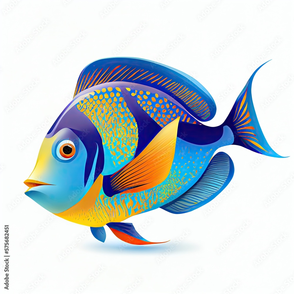 Naklejka premium cartoon tropical fish, ai art