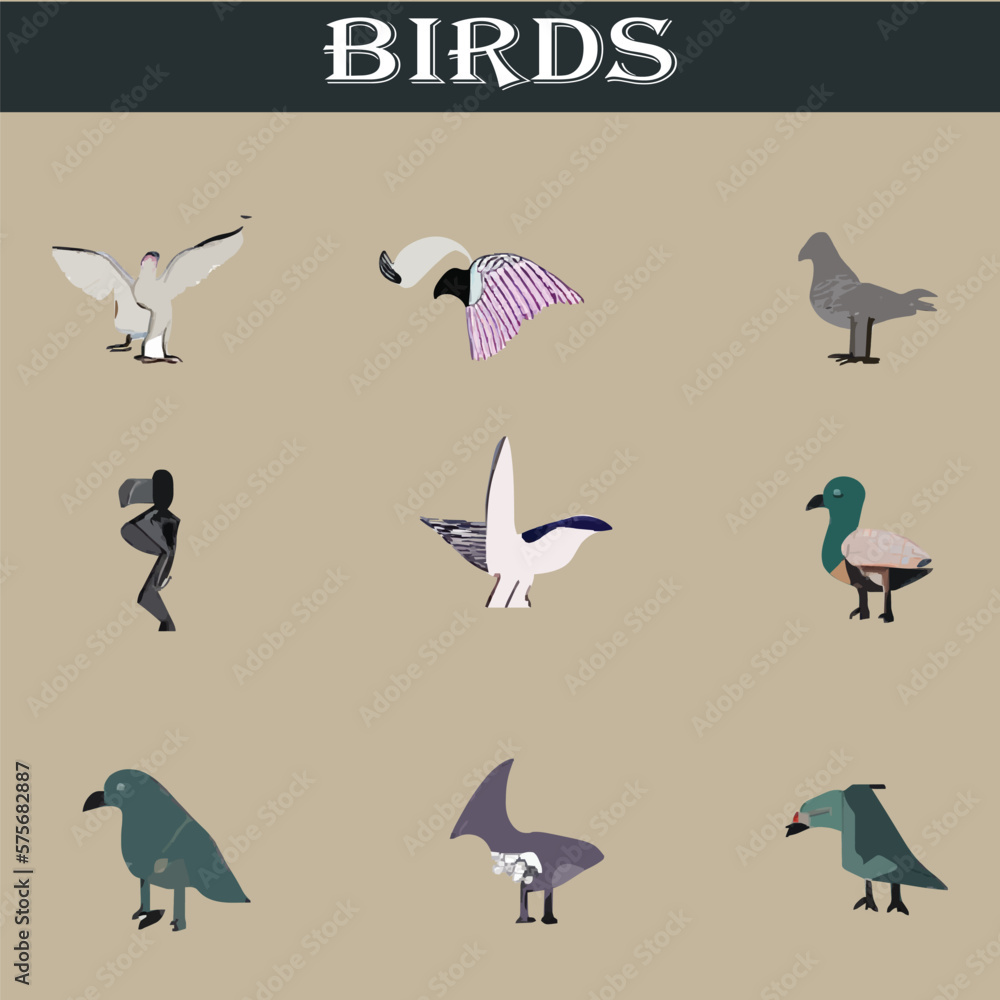 Set of different birds vector file Set of different birds vector file