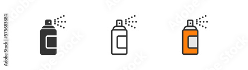 Spray paint icon on light background. Graffity symbol. Art, airbrush, aerosol, paint can. Outline, flat and colored style. Flat design. Vector illustration.