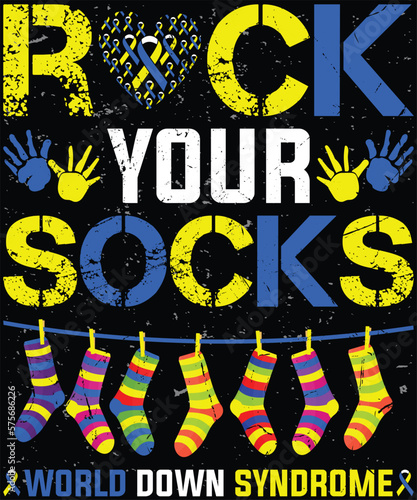 Rock Your Socks Awareness World Down Syndrome Day T-Shirt design