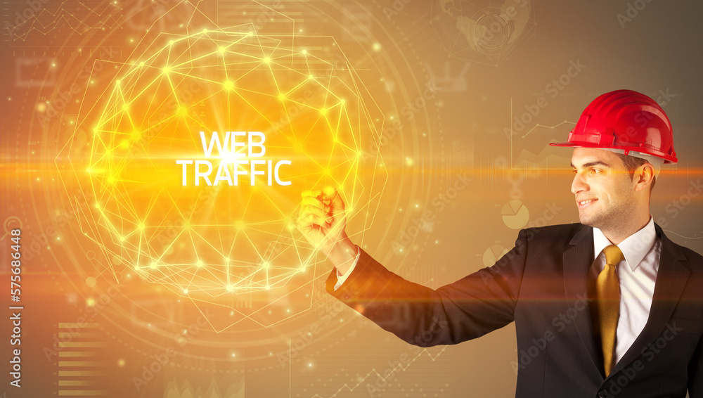 Handsome businessman with helmet drawing Handsome businessman with helmet drawing