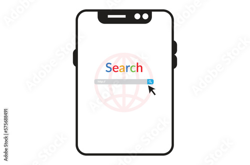 Globe earth vector icon, Search ber, vector address symbol of text web form templates