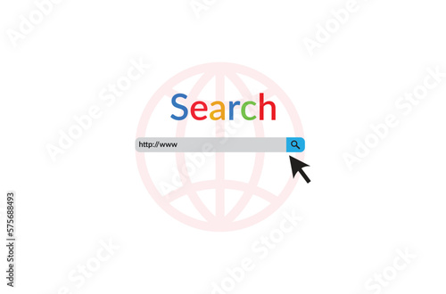 Globe earth vector icon, Search ber, vector address symbol of text web form templates