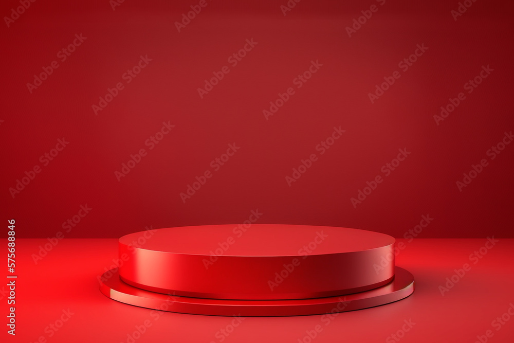 Platform or empty pedestal. Podium for product. Red box. Platform or empty pedestal. Podium for product. Red box.