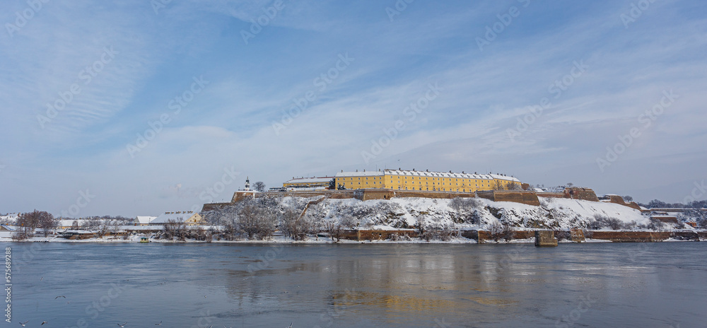 Petrovaradin fortress after snowfalls. Novi Sad, Serbia