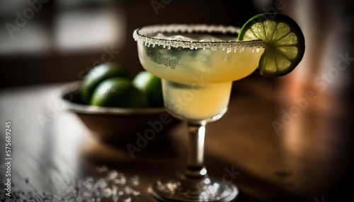 Margarita - A classic cocktail made with tequila, lime juice, and Cointreau or triple sec, typically served in a salt-rimmed glass photo