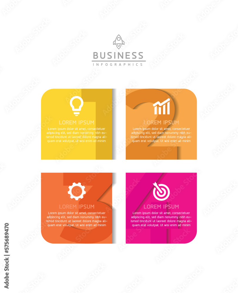 Fototapeta premium Connecting Steps business Infographic Template with 4 Elements