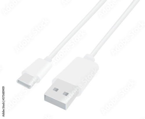 Fast charging type C cable. vector