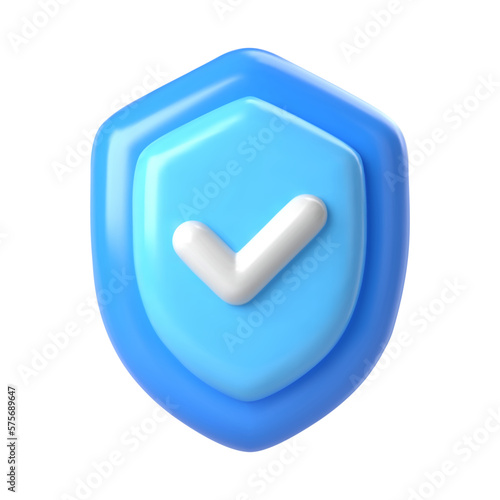 Shield check mark icon. 3d vector illustration. Security, guaranteed icon.