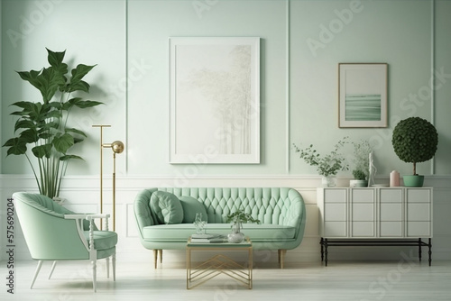 White and Green Room  Midcentury