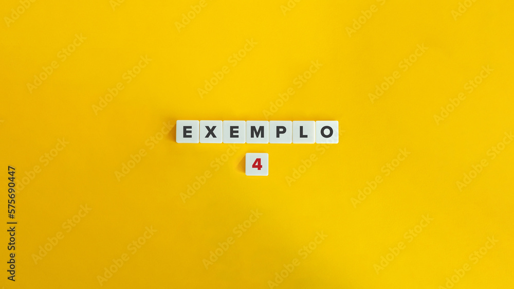 Exemplo 4 (Example Four in Portuguese) Banner and Concept. Letter Tiles on Yellow Background. Minimal Aesthetics. Exemplo 4 (Example Four in Portuguese) Banner and Concept. Letter Tiles on Yellow Background. Minimal Aesthetics.