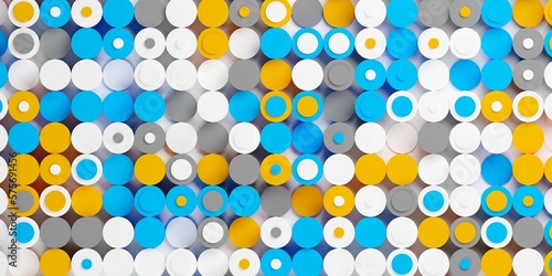 Random shifted abstract white  blue  orange and grey polygon geometrical cylinders pattern background wallpaper banner flat lay top view from above