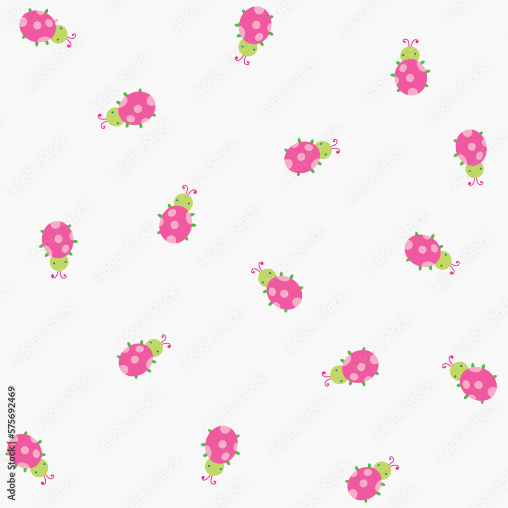 Seamless pattern with ladybugs. Cartoon background for kids. vector texture