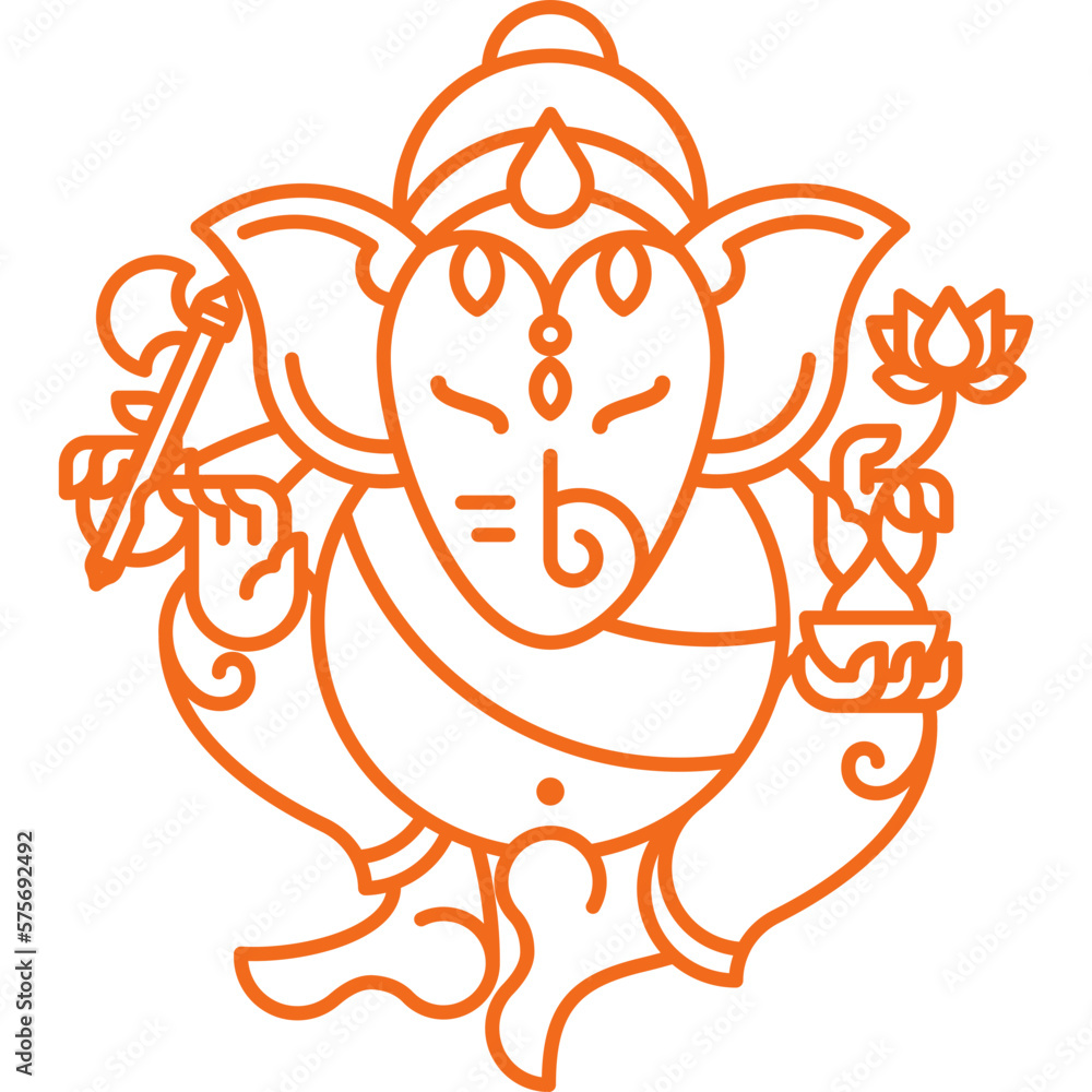 Drawing Ganesha Contemporary - Line Drawing Png Ganesh Outline - Free  Transparent PNG Clipart Images Download