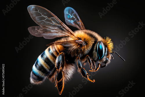 Bee on a black background (AI Generative) © Anes Dreams
