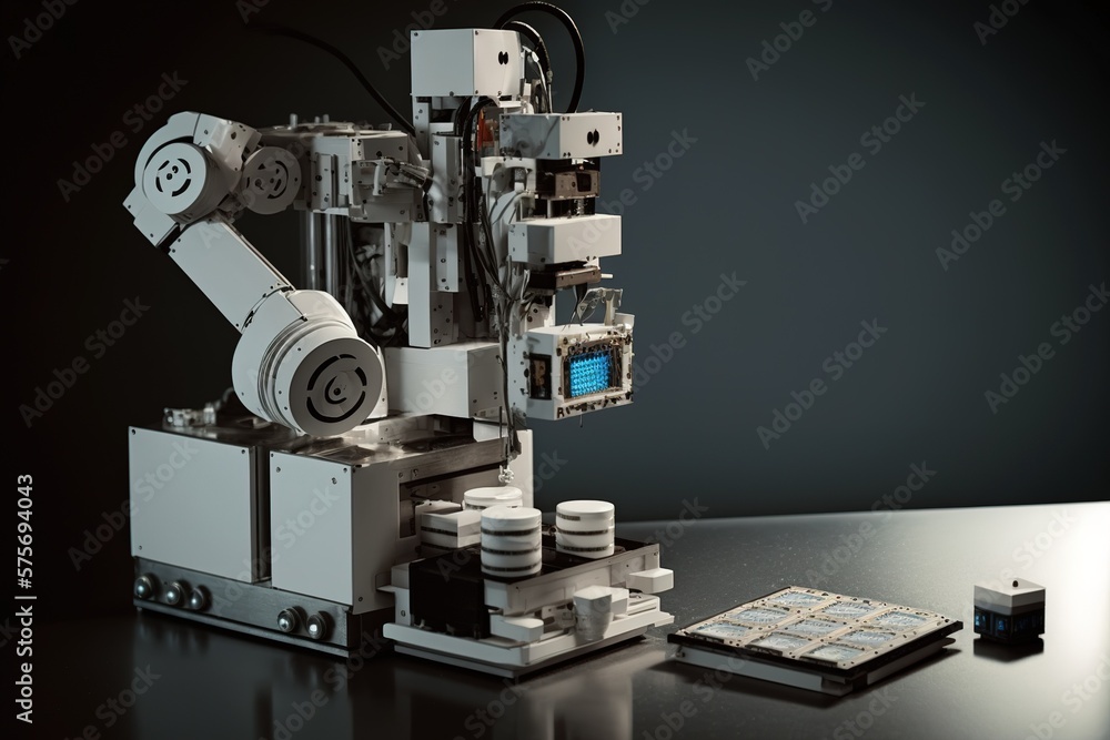 Fototapeta premium closeup of robot machine. Generative AI