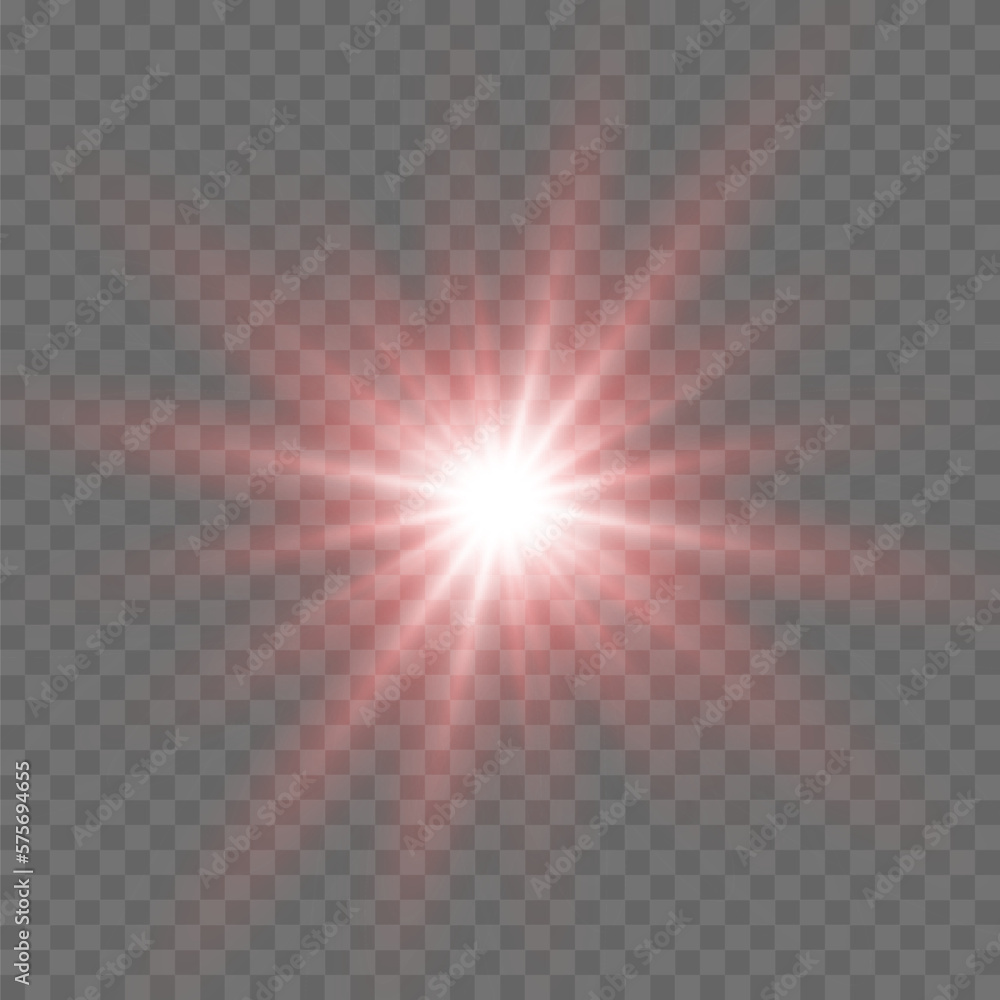 Explosion of red glowing light on transparent background. Vector ...