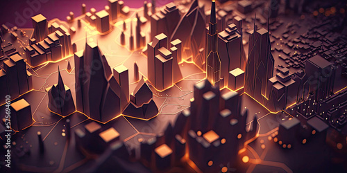 A futuristic miniatur cityscape - Generative AI