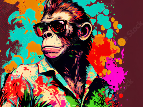 illustration of monkey with sun glasses 