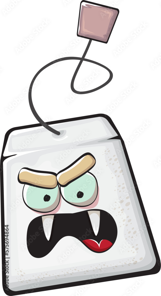 Cartoon tea bag characters isolated on white background. Funky paper tea bag character with eyes and mouth. Vector white teabag with clip art, emoji, label and sticker Cartoon tea bag characters isolated on white background. Funky paper tea bag character with eyes and mouth. Vector white teabag with clip art, emoji, label and sticker