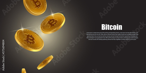 gold bitcoin background copy space ,cryptocurrency technology concept