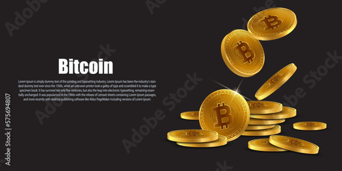 gold bitcoin background copy space ,cryptocurrency technology concept