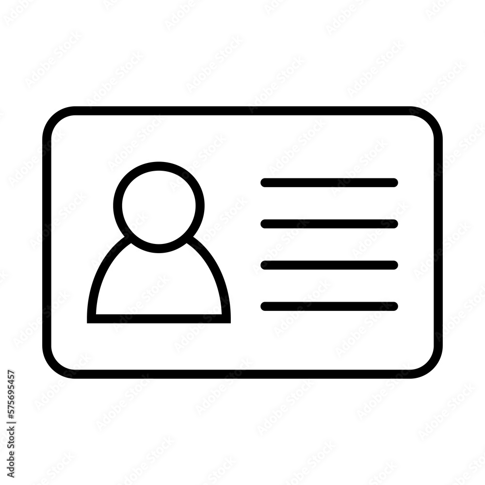 Id card icon. Id card badge icon. Identification card, driver's license icon. Vector illustration. Id card icon. Id card badge icon. Identification card, driver's license icon. Vector illustration.