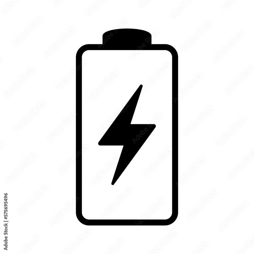 Battery icon with lightning bolt sign. Battery charging icon with lightning bolt symbol. Battery icon with lightning bolt sign. Battery charging icon with lightning bolt symbol.