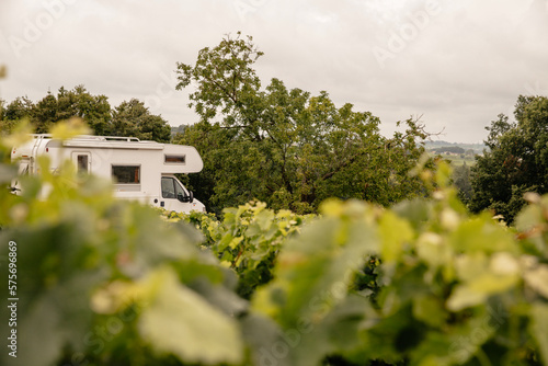 camping in French wine fields