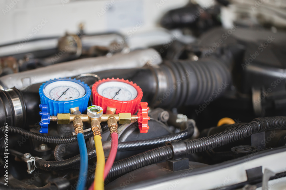 Car maintenance and service Auto mechanic Use a manifold gauge. Check refrigerant and refill car air conditioner refrigerant Heating system repair