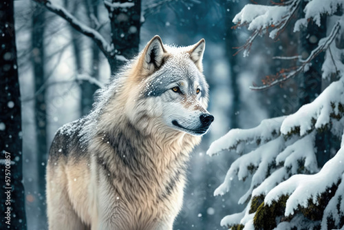 gray wolf in snow generative ai © Chris