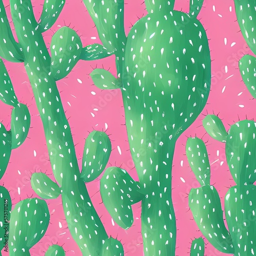 Seamless cactus pattern created with generative ai technology