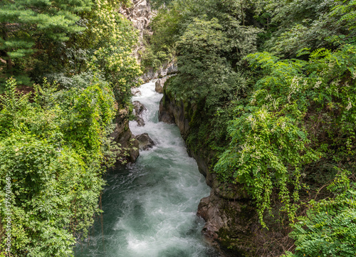 Merano in South Tyrol -  The mountain river Passirio in Merano, Bolzano province, northern Italy, Europe