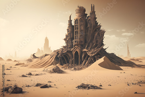 City after world apocalypse, made with Generative AI