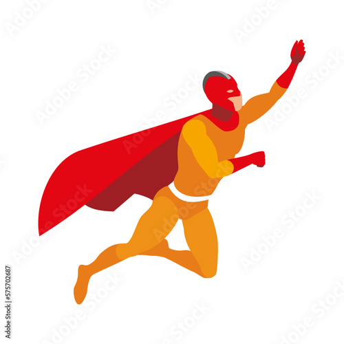 Orange Superhero Isometric Composition