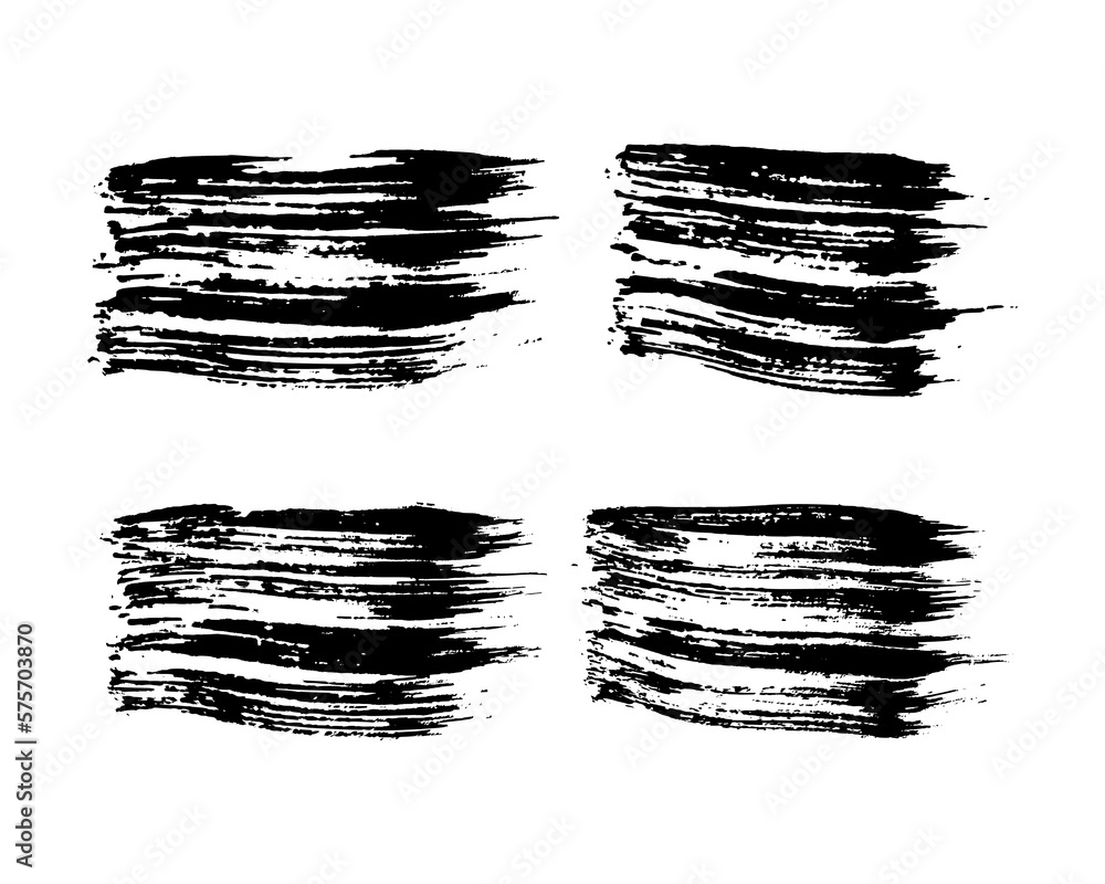 Set of black hand drawn brush strokes Set of black hand drawn brush strokes