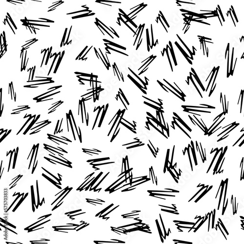 Seamless pattern with black pencil brushstrokes