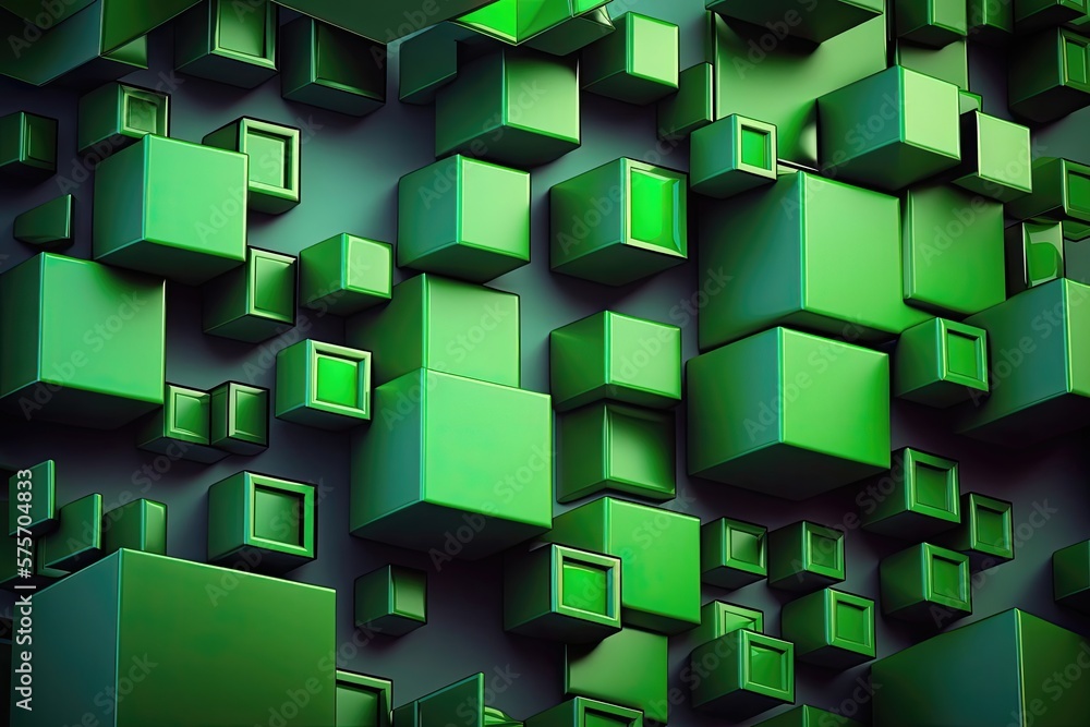 Obraz premium Abstract 3D render green geometric background. Generative AI