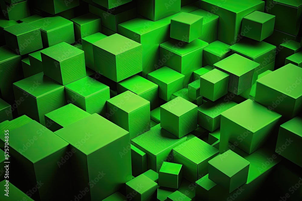 Abstract 3D render green geometric background. Generative AI Abstract 3D render green geometric background. Generative AI