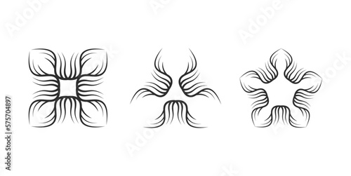set of black abstract geometric tattoo contemporary clip art element vector