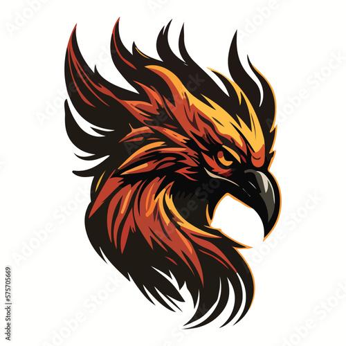 Phoenix head mascot esport logo vector illustration with isolated background