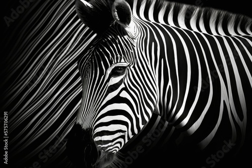 stripes of black and white on a zebra print background. Generative AI
